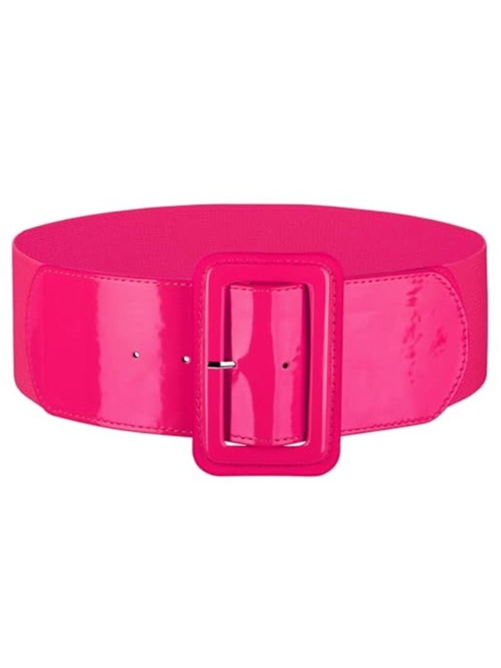 Women's Pink Patent Leather Wide Stretchy Vintage Style Waist Belt